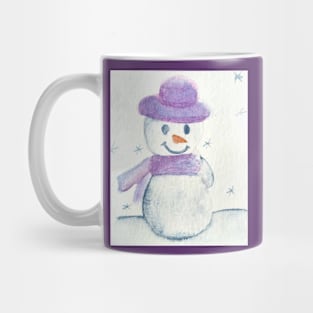 Watercolor Snowman in Purple Hat Mug